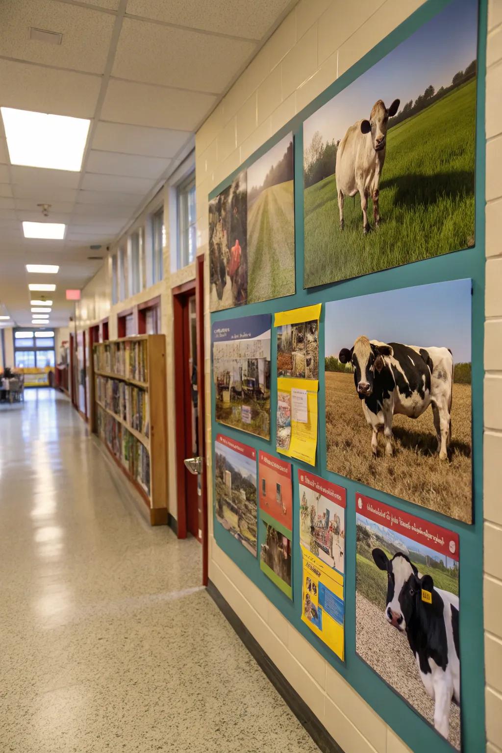 A 'Bull-dozing Forward in Education' hallway display