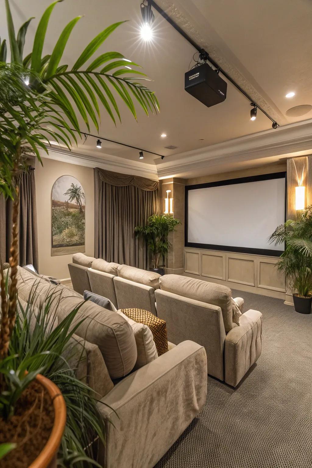 Indoor plants enrich the space with nature and tranquility.