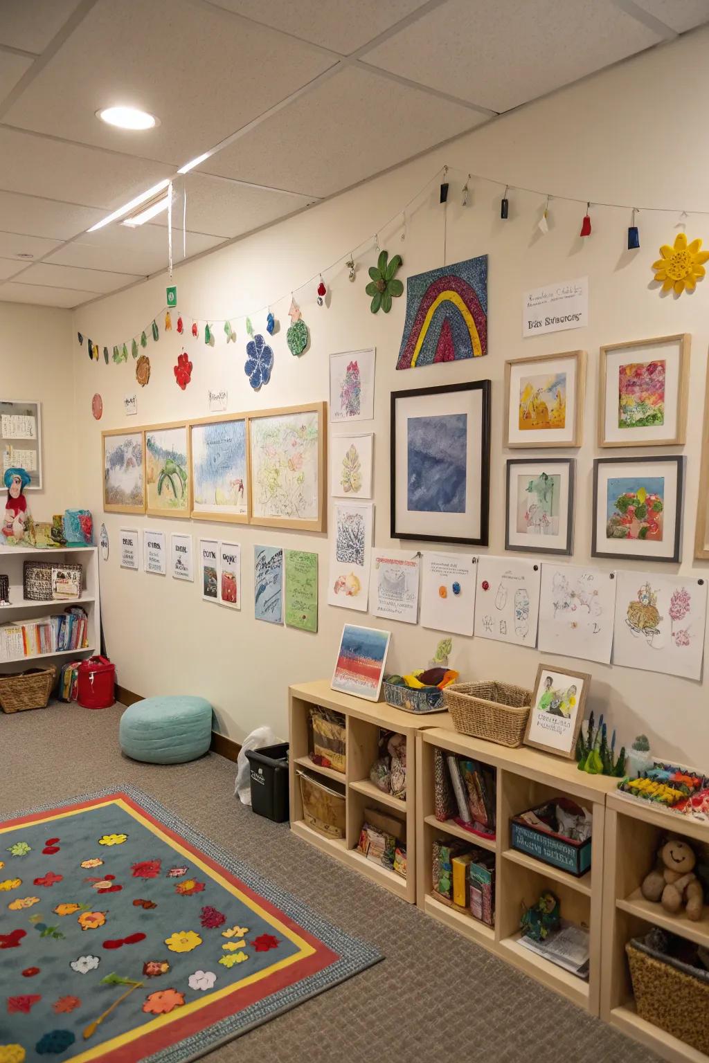 An art gallery display celebrates creativity and individuality.