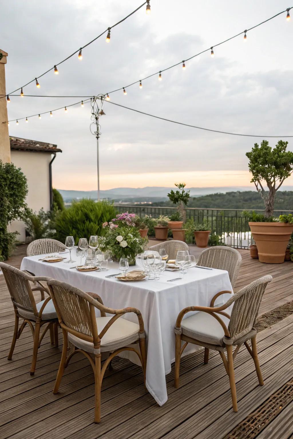 An outdoor dining zone inspires communal meals and gatherings.