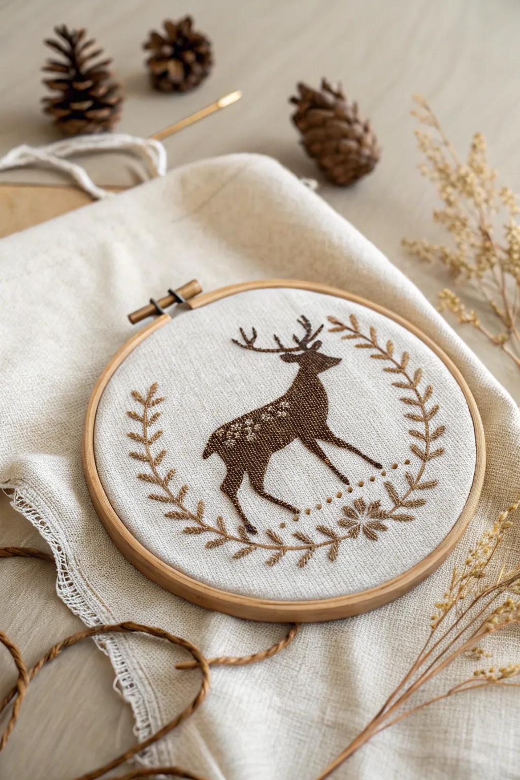 Bring the beauty of the forest into your home with this elegant deer shape cross stitch pattern.