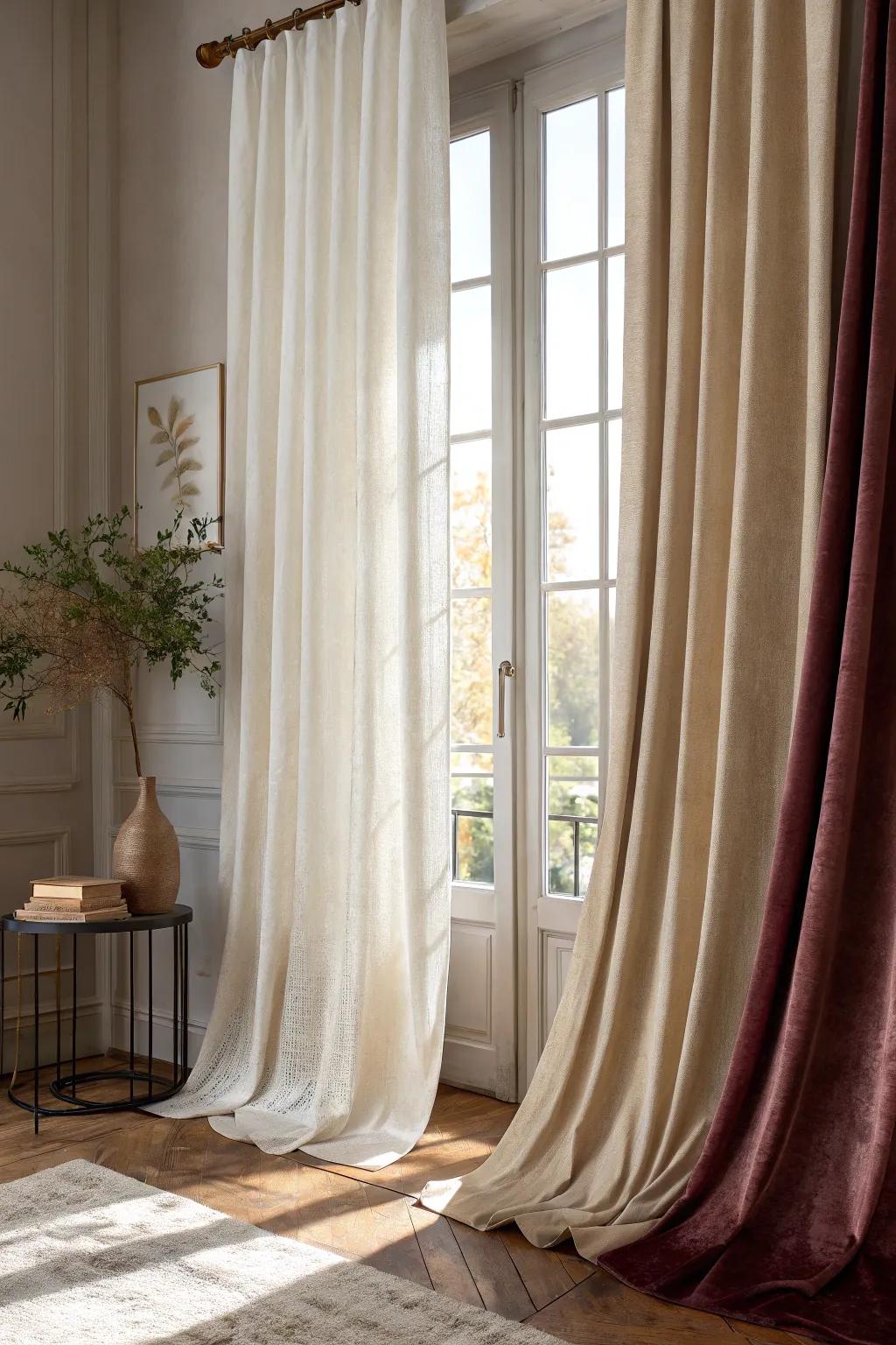 Seasonal curtain fabric changes to achieve fresh looks.