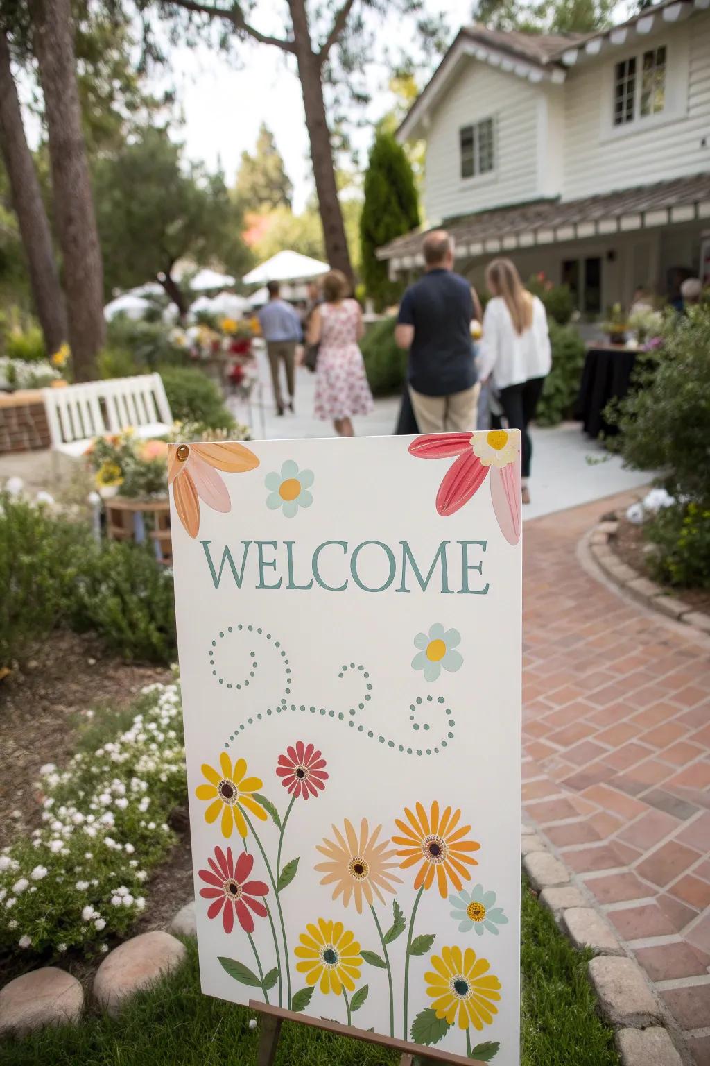 Greet with tailored daisy boards.