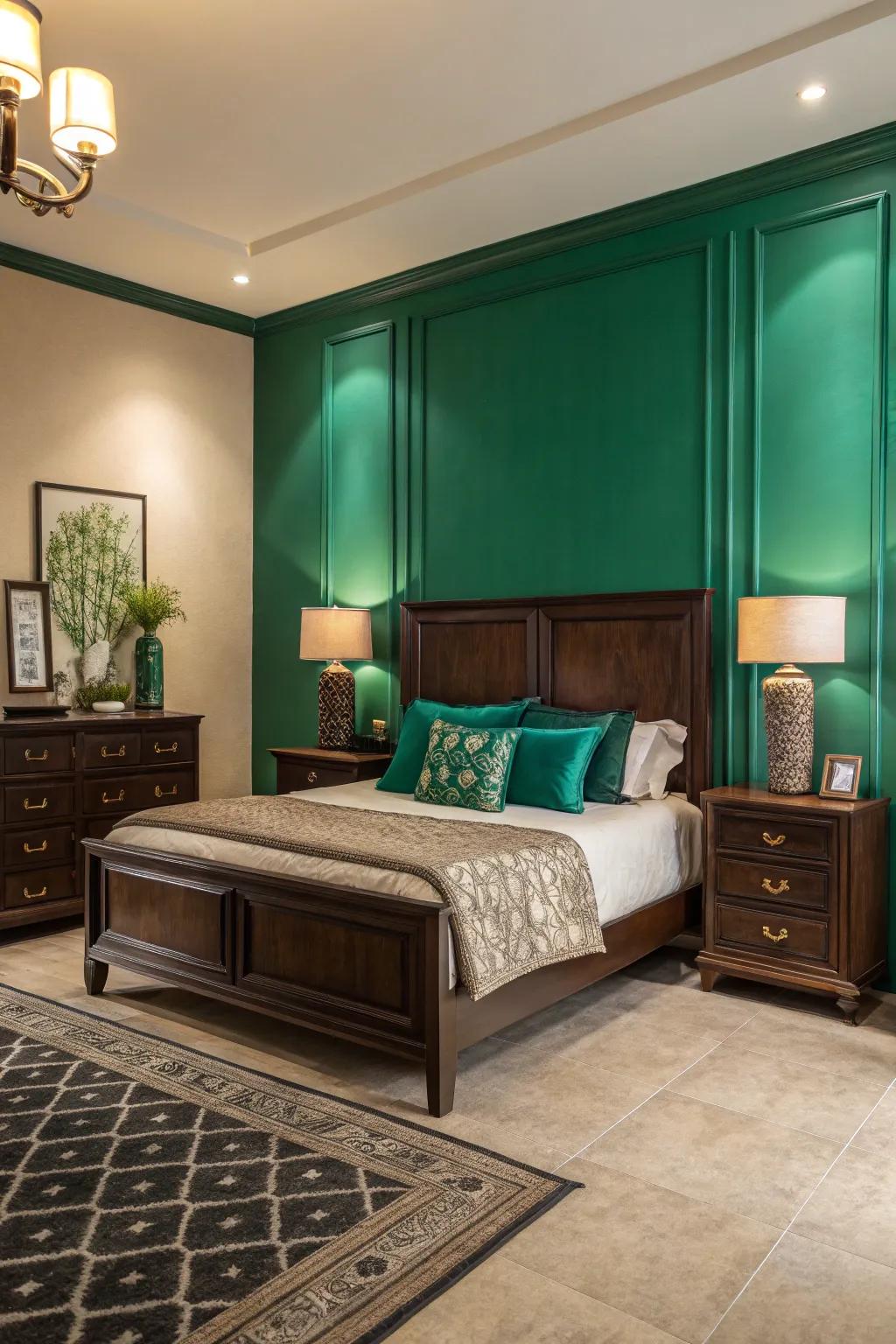 Feature walls lend boldness and drama to deep brown interiors.