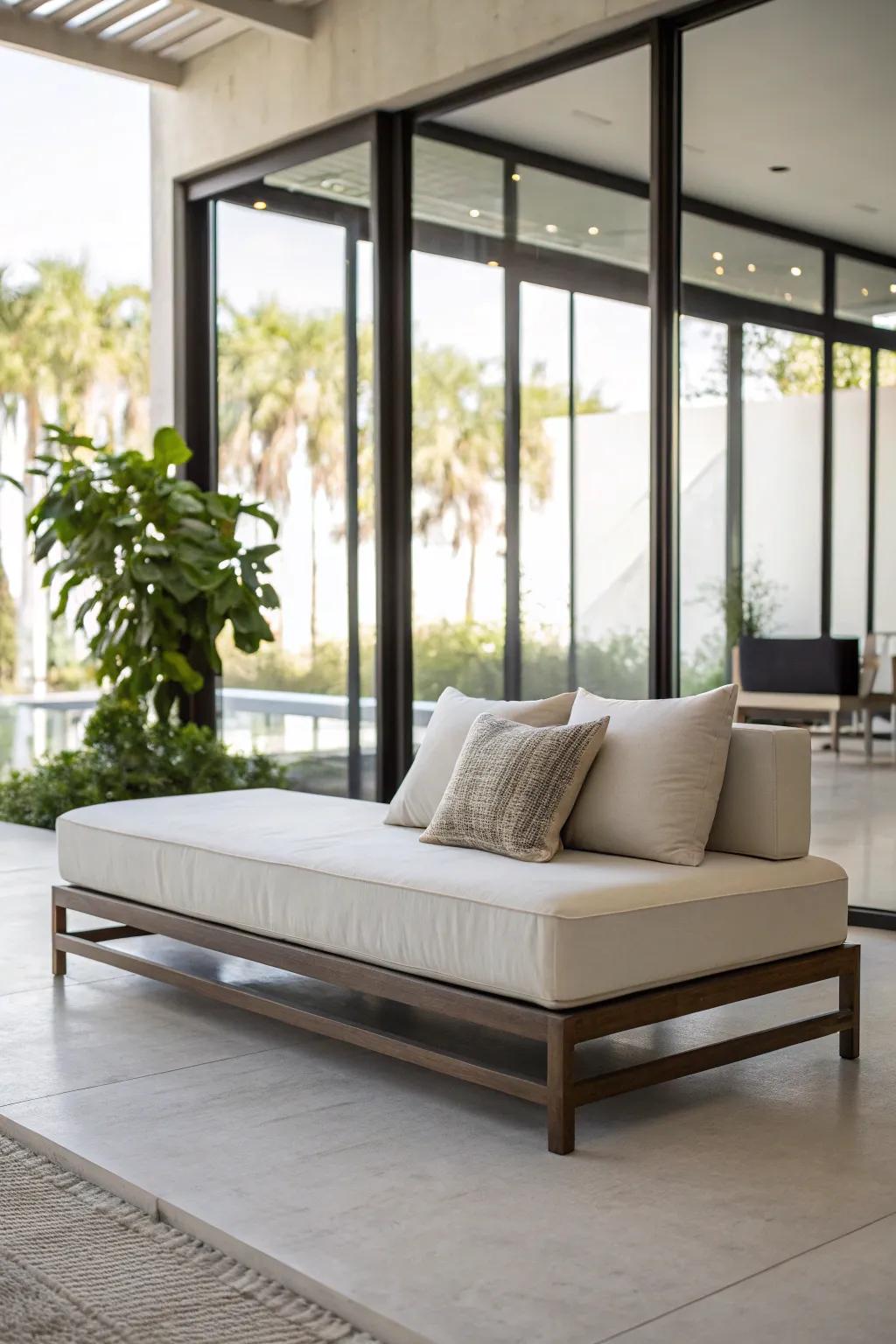 Streamlined decor offers a crisp and modern vibe to this daybed.