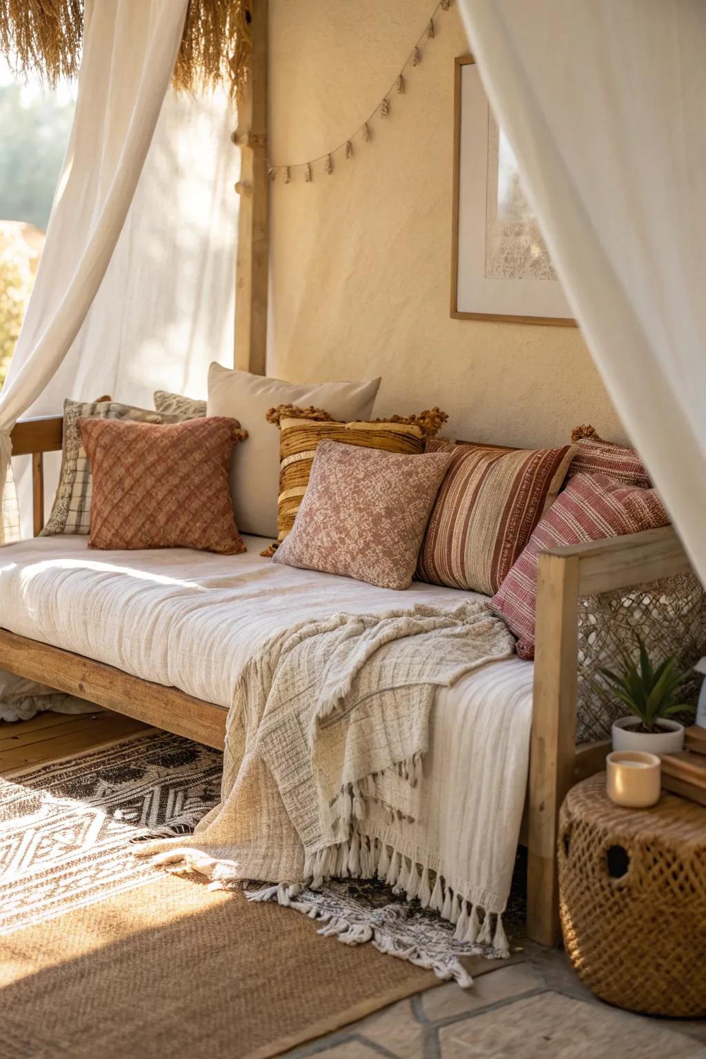 Improve comfort with layered textures on your daybed.
