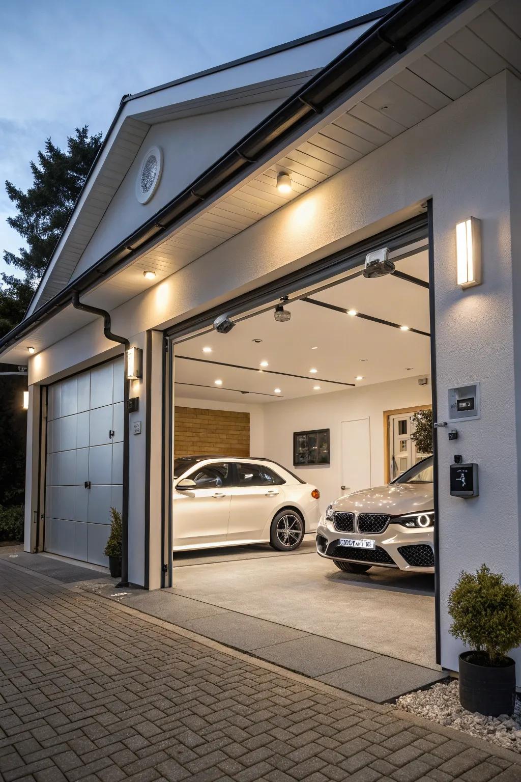 A high-tech garage equipped with the latest intelligent innovations.