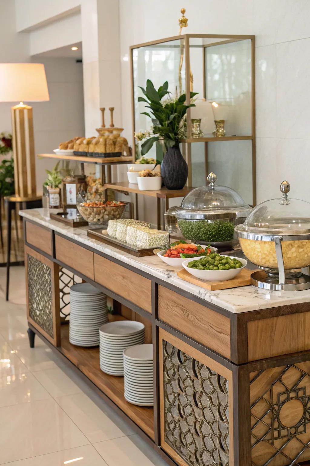 Layered textures enrich the depth and interest of this buffet.