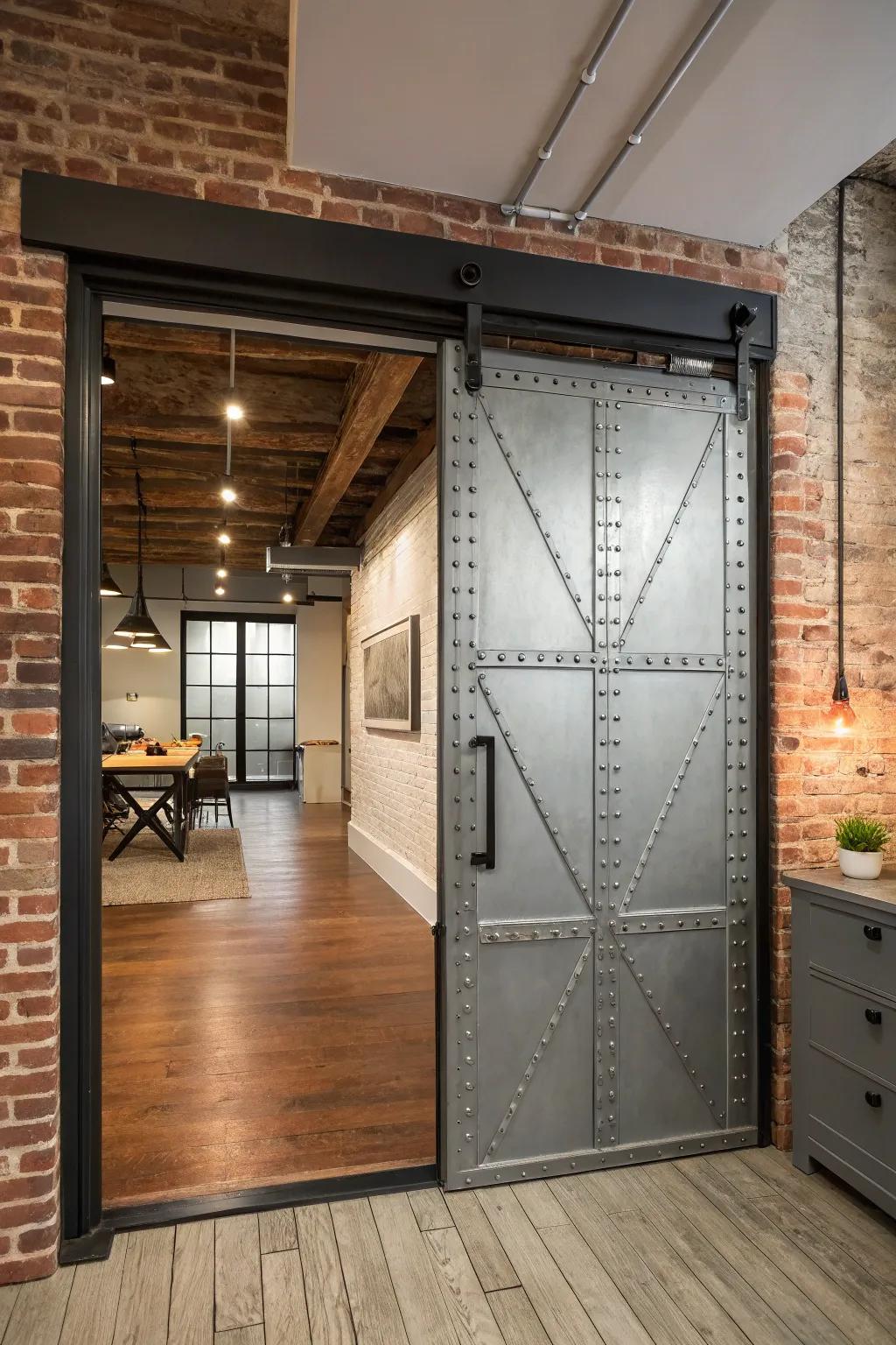 Urban chic enhanced via factory style metal panels.