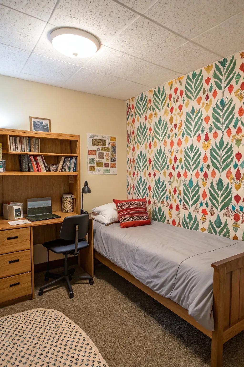 Peel and stick wallpaper lets you add a design element in moments.