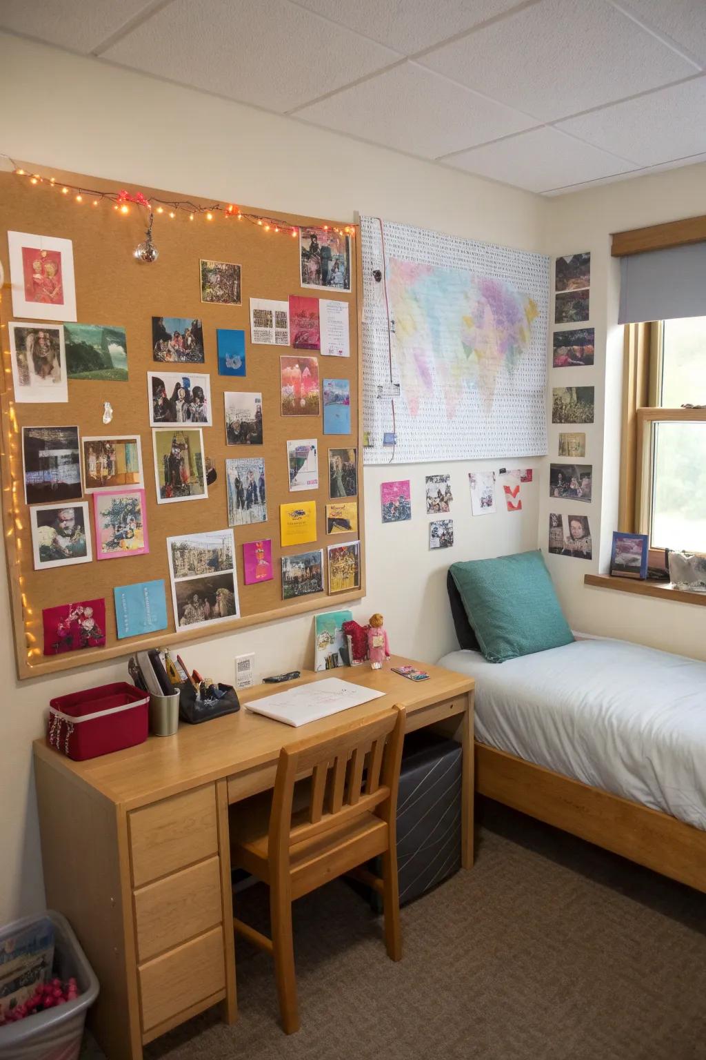 A personalized pin board adds a personal touch to your area.