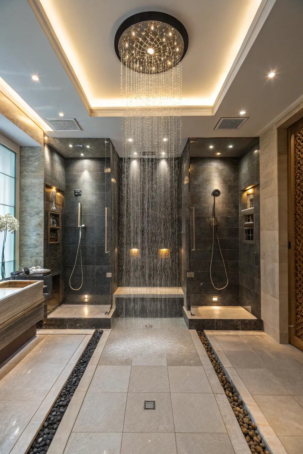 Indulge in a spa-resembling experience, adding body jets in your washing space.