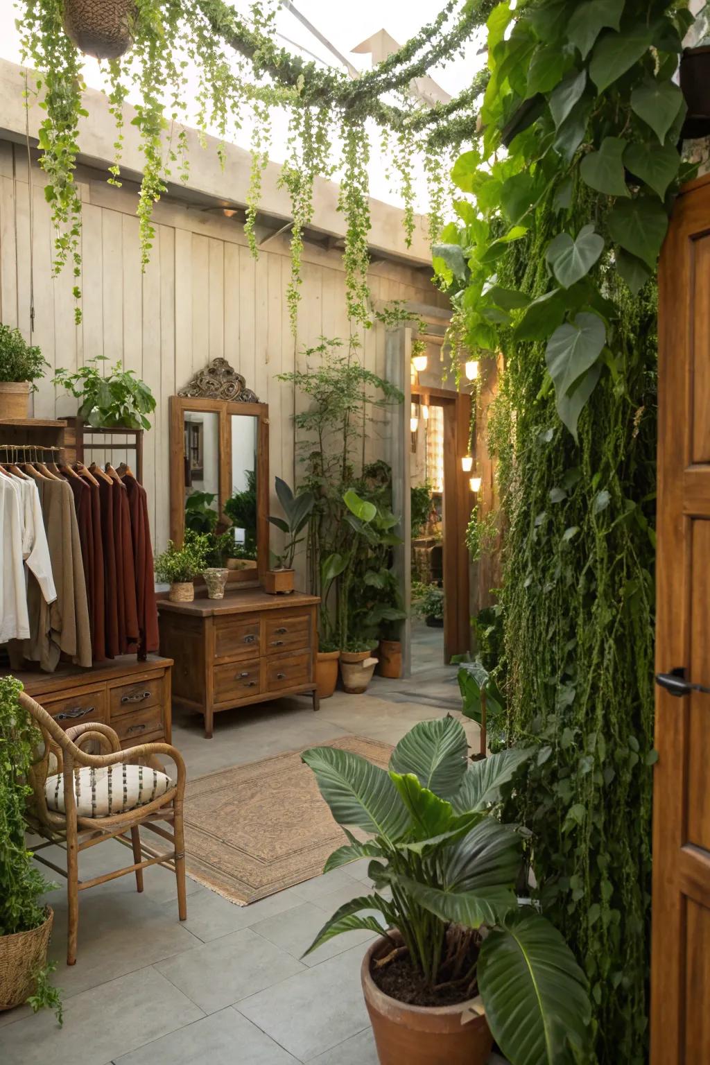 Greenery contributes a vibrant and energetic vibe to your dressing space.