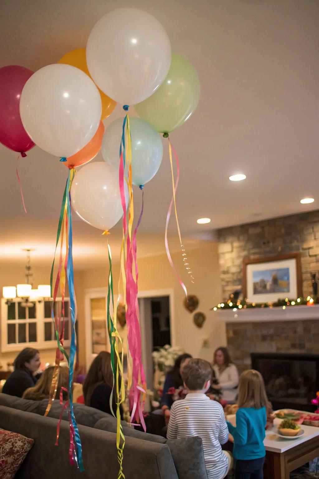 Whimsy up your air orbs with crepe paper tails.