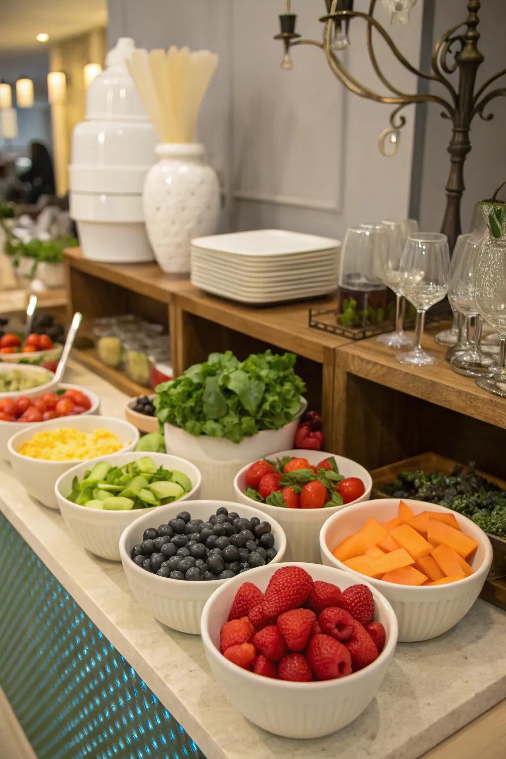Hands-on food stations add fun and involvement.