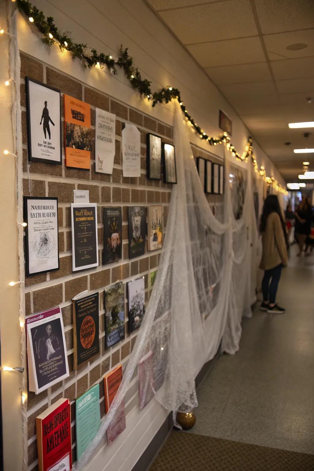 A spooky haunted book nook themed board.