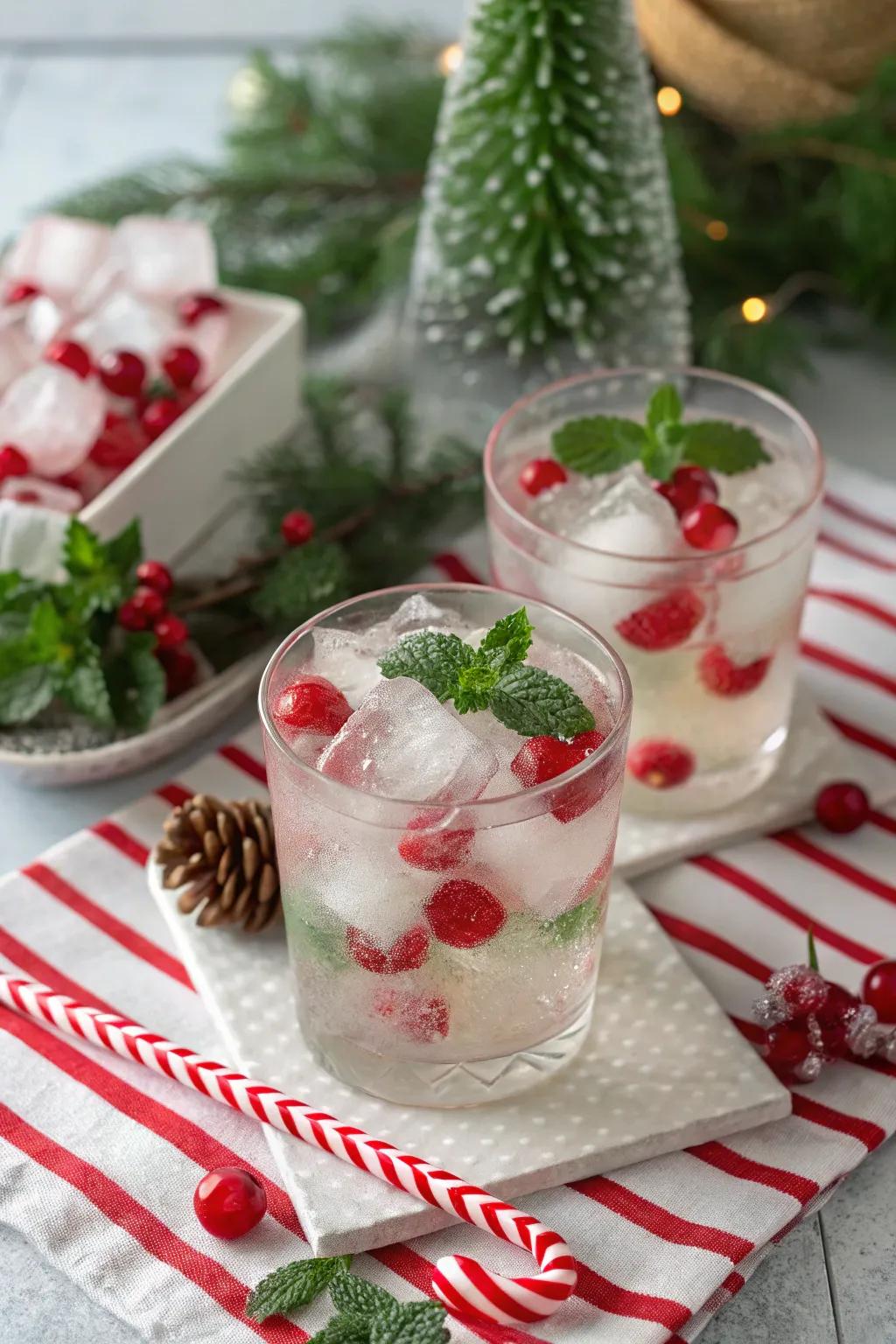 Peppermint ice for a refreshing holiday vibe.