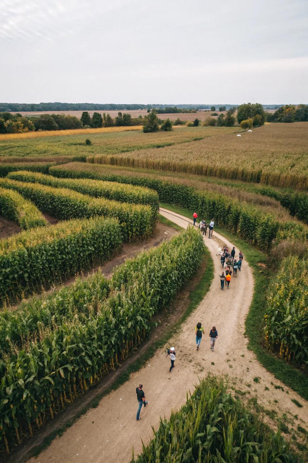 A corn labyrinth escapade is a traditional autumn custom.