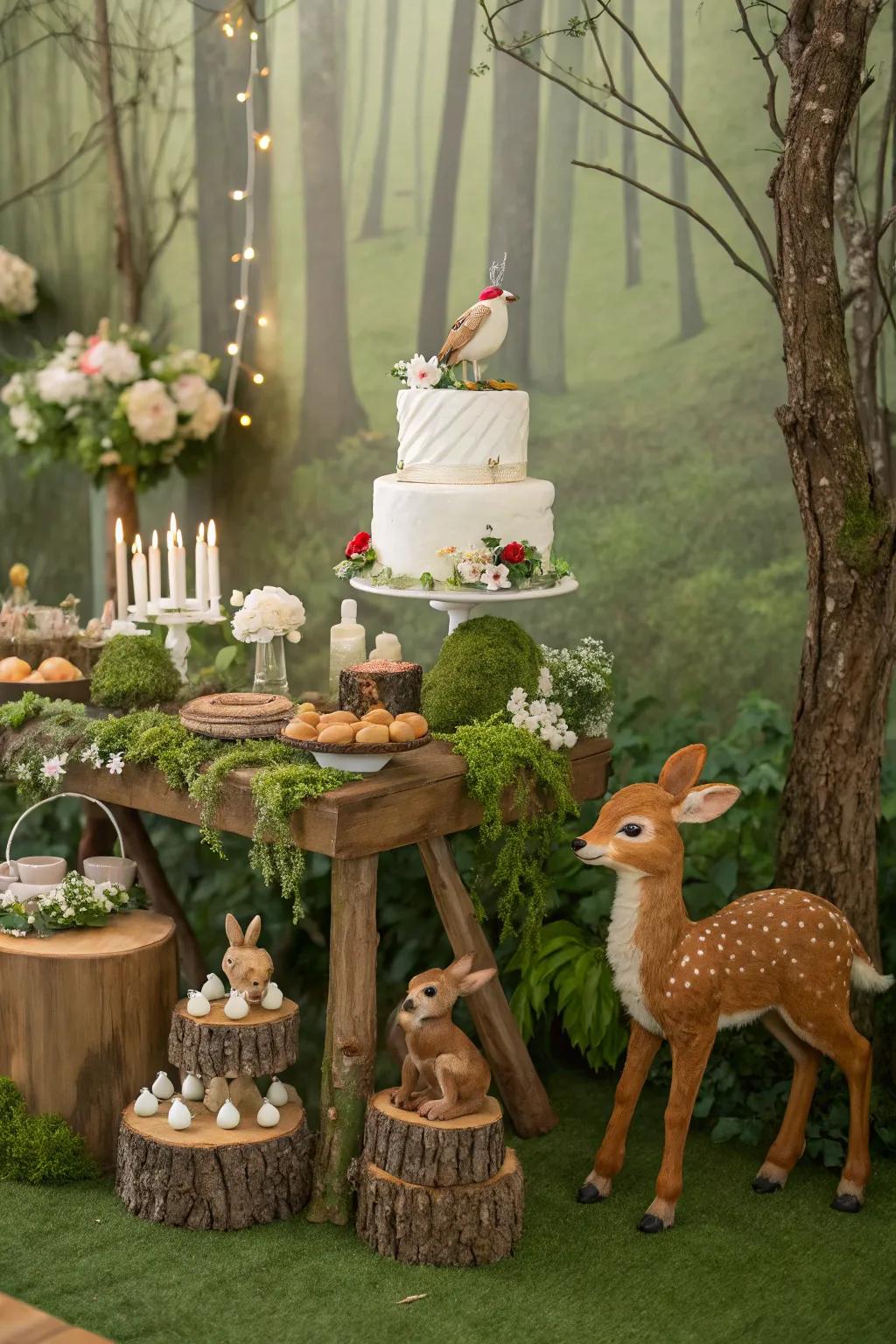A comfortable nature-inspired theme incorporating woodland creatures creates a friendly ambiance.