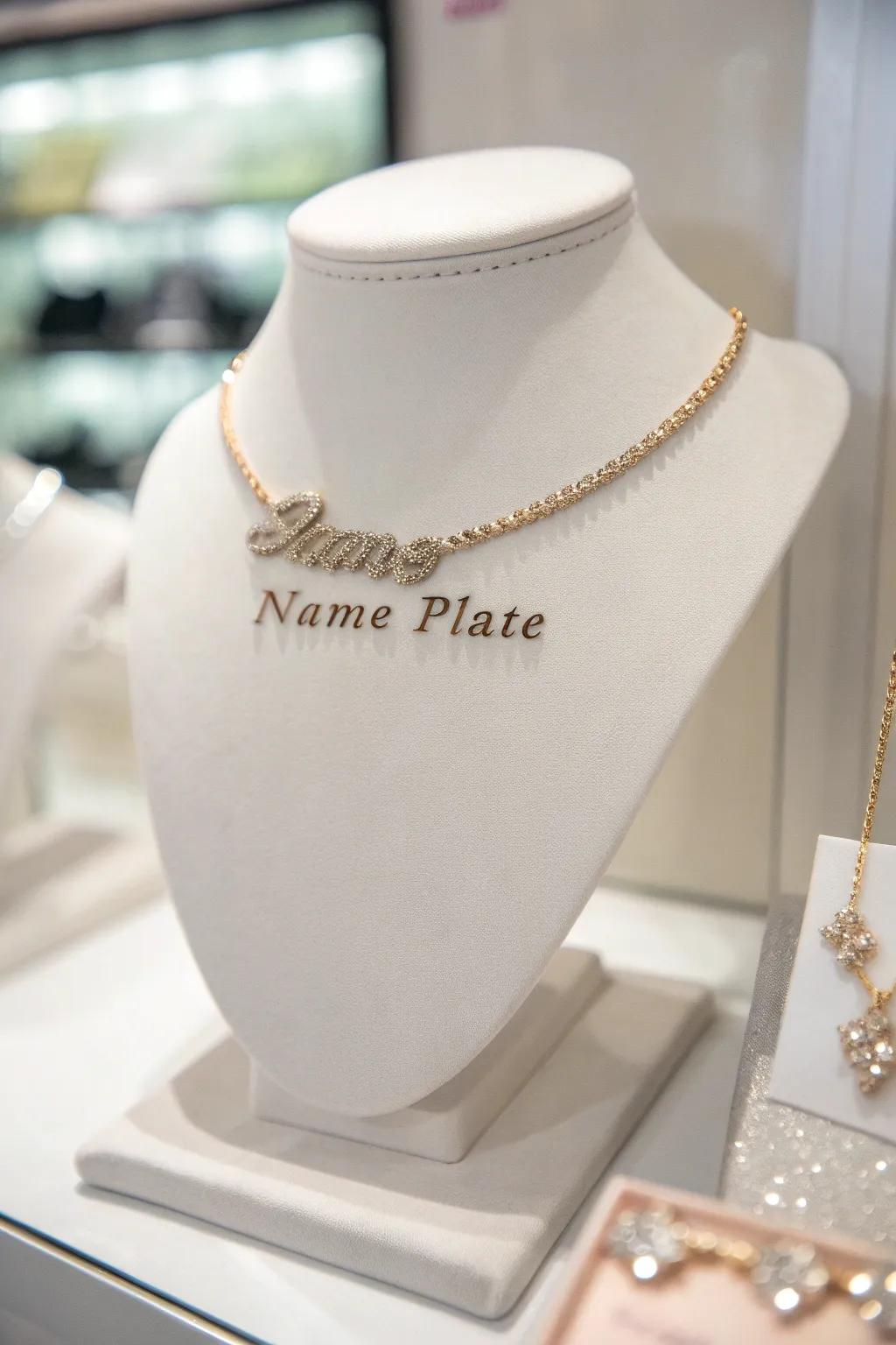 A personalized nameplate pendant that speaks volumes from the heart.