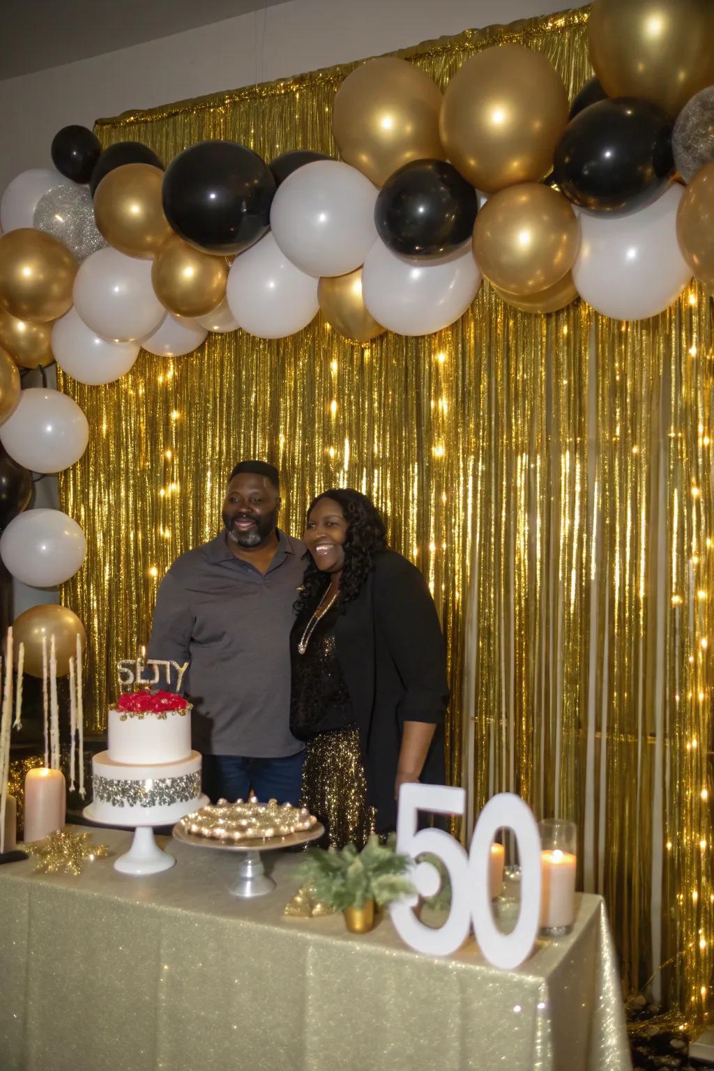 Gilded tassel draperies design an ever-changing and celebratory background.