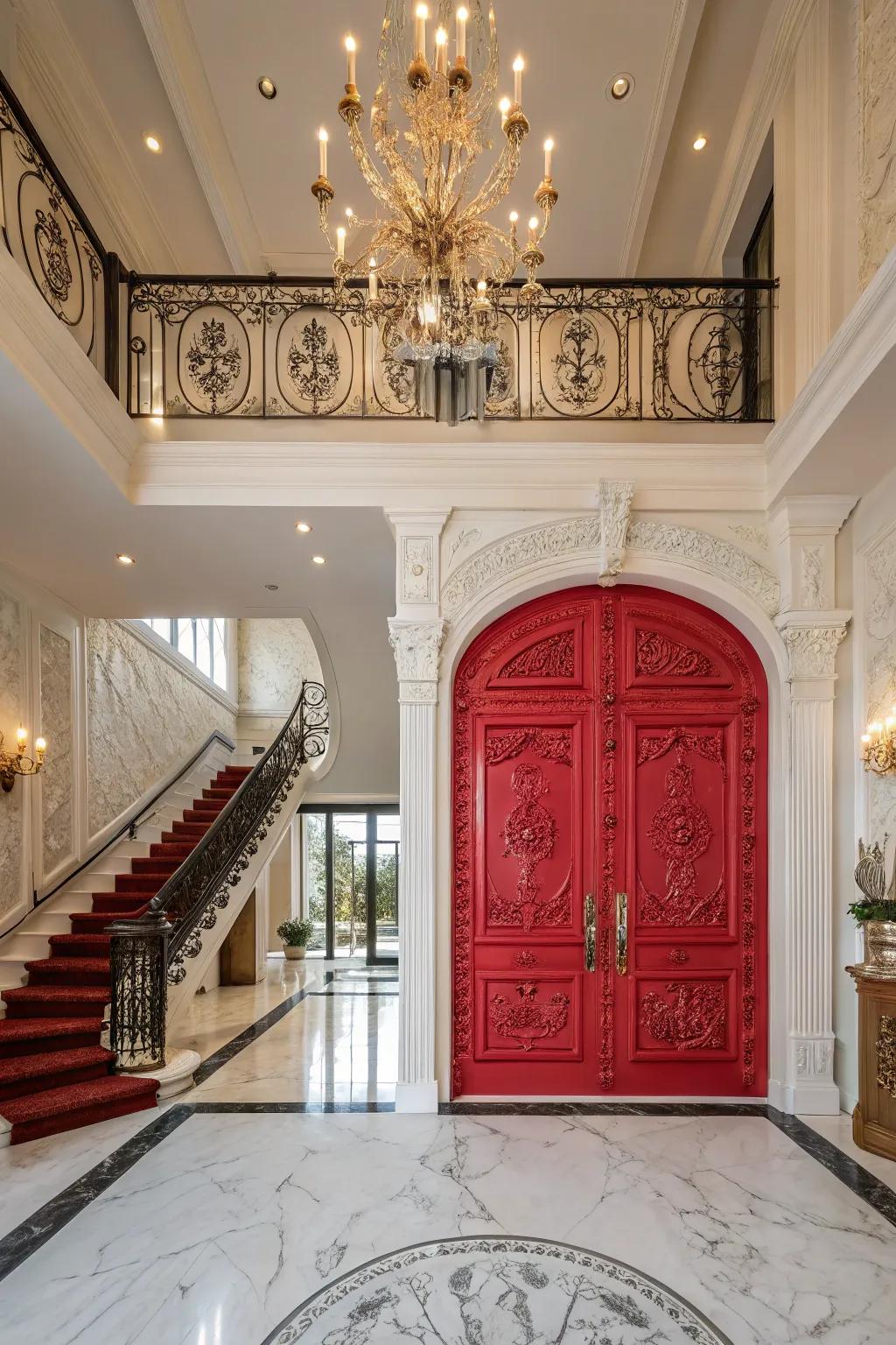 A bold entry portal makes a powerful initial statement in a grand foyer.