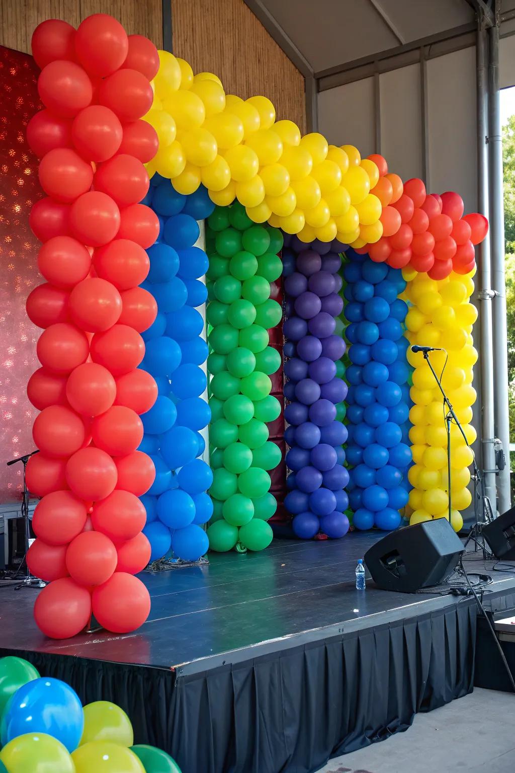 A balloon panel offers an energetic scene for events.