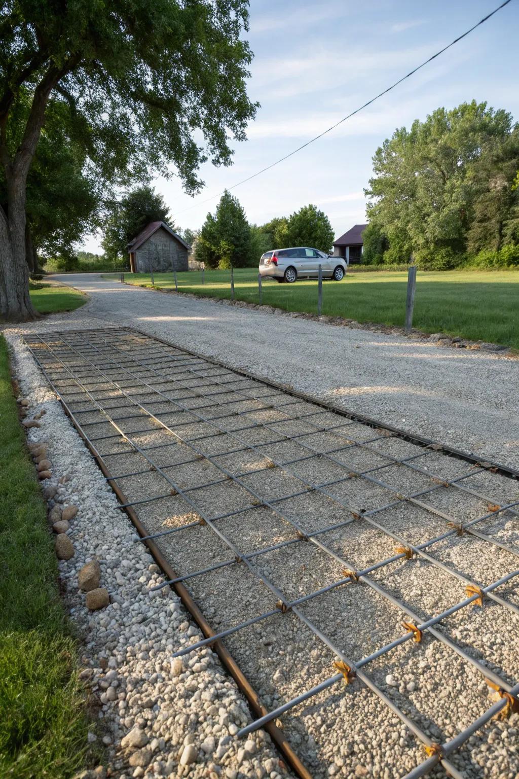 Gravel grids provide firmness and reduce maintenance efforts.