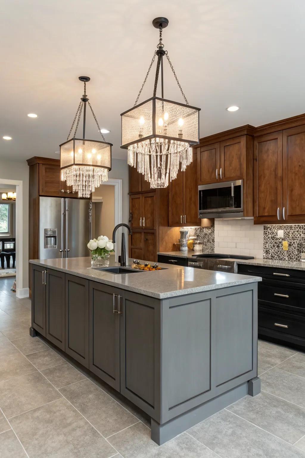 Feature lighting adds elegance and focus.