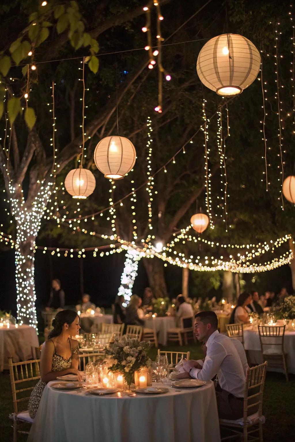 Playful lighting enhances the magical ambiance of your celebration.