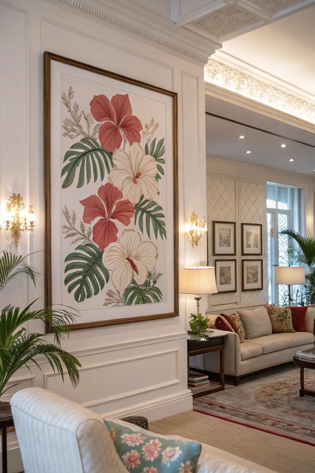 A visual with floral patterns injecting sophistication into a living space.