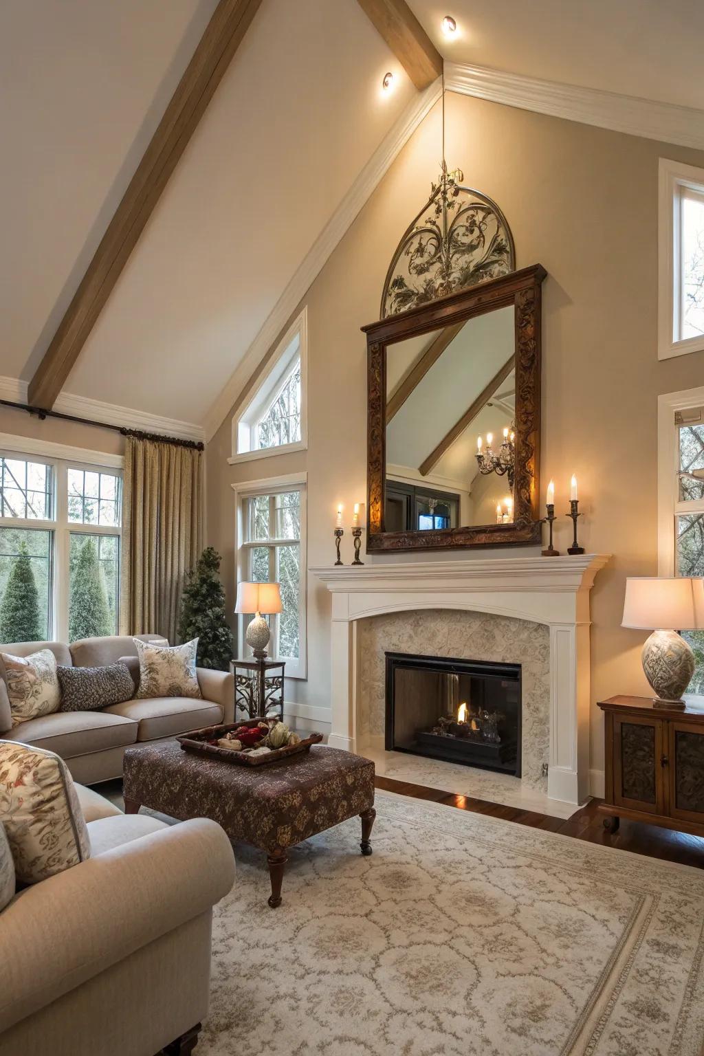 Mirrors establish the illusion of space and inject sophistication.