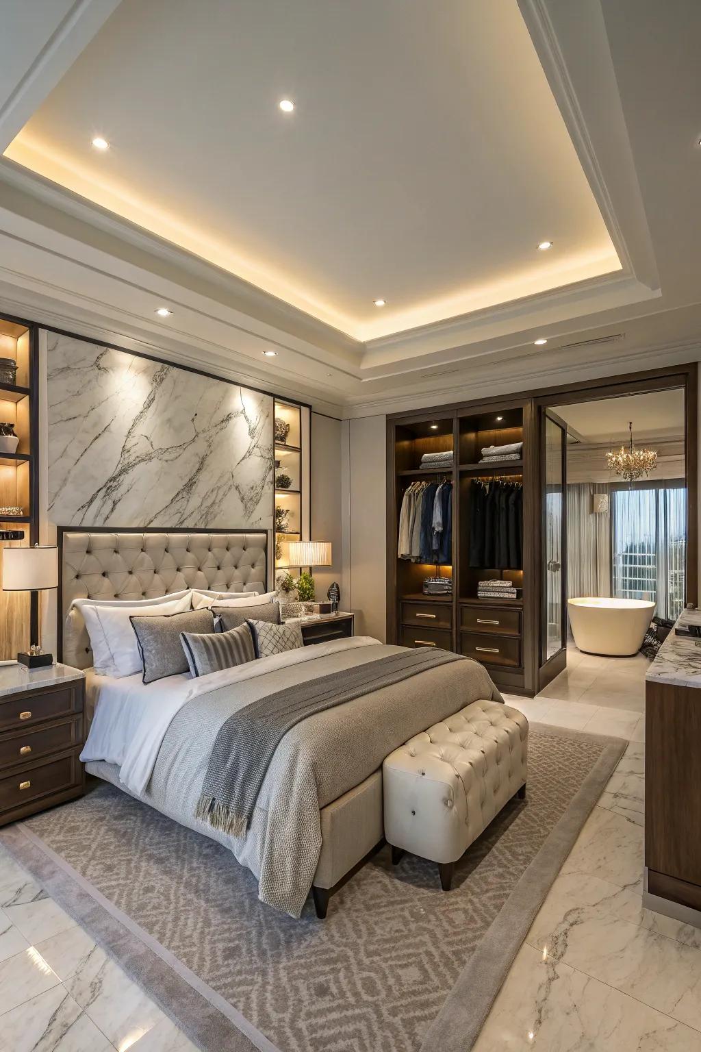 A serene and lavish primary suite encouraging maximum relaxation.