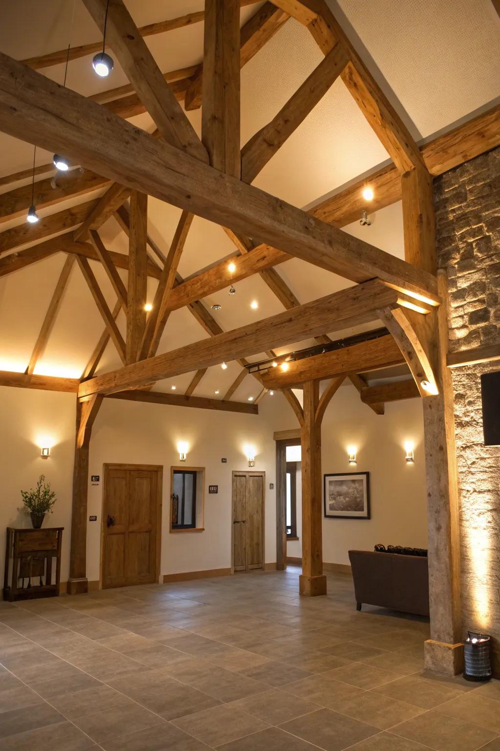 Accent lighting emphasizes beautiful structural details.