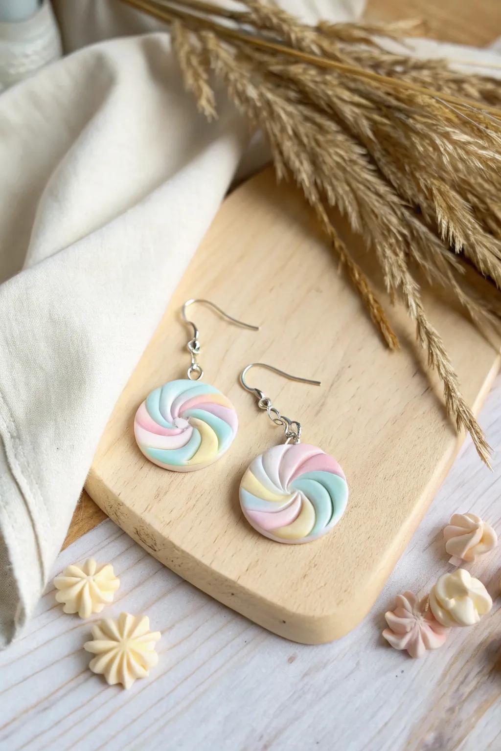 Add a touch of sweetness to your style with these Whirled Dessert Tone clay earrings.