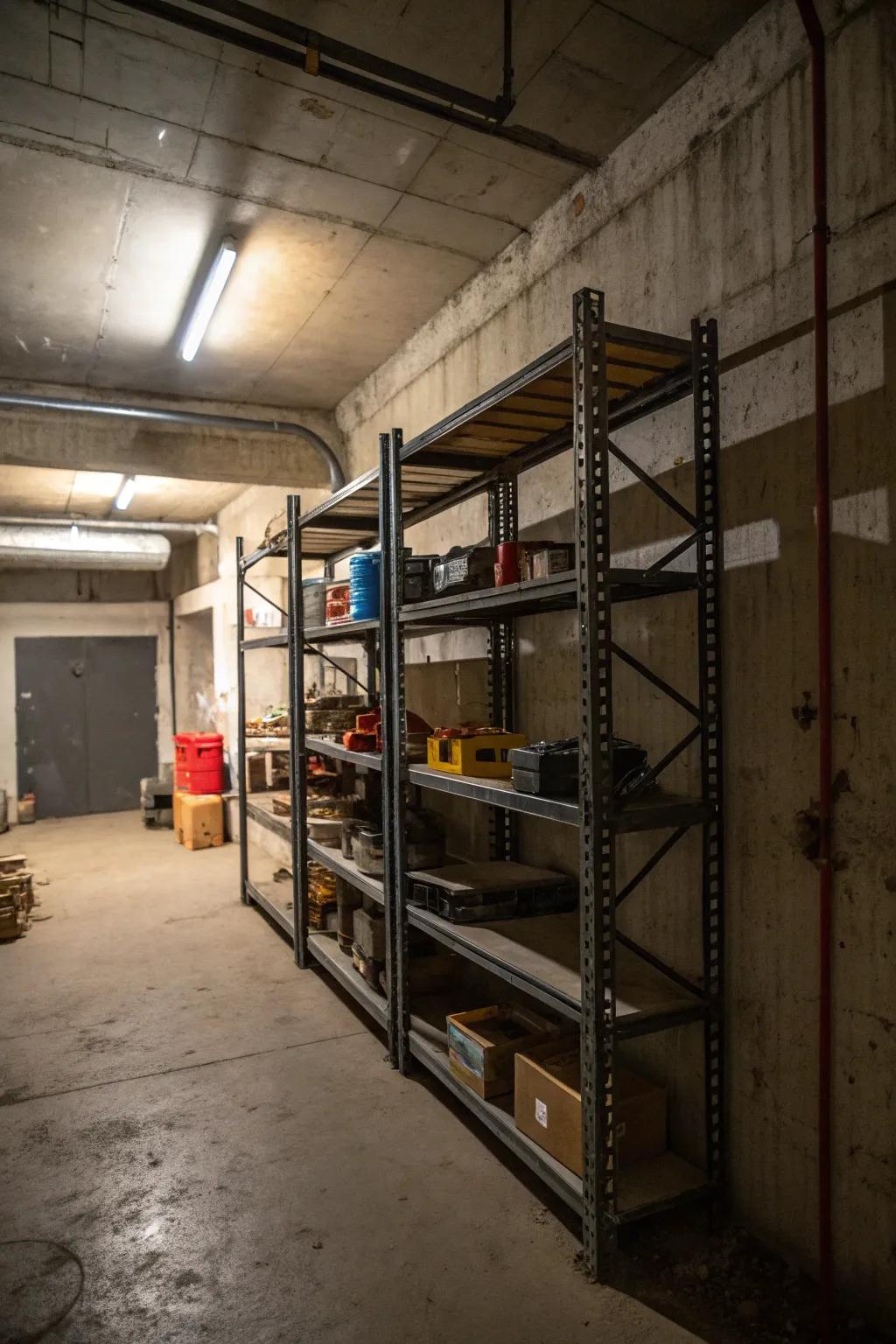 Open storage for a raw look.