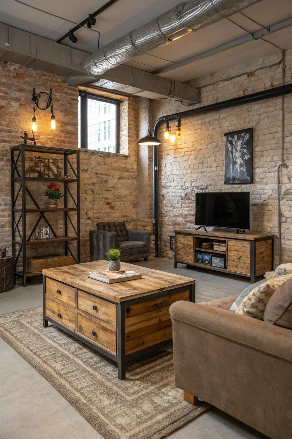Reclaimed wood imbues warmth and distinctiveness into the setting.