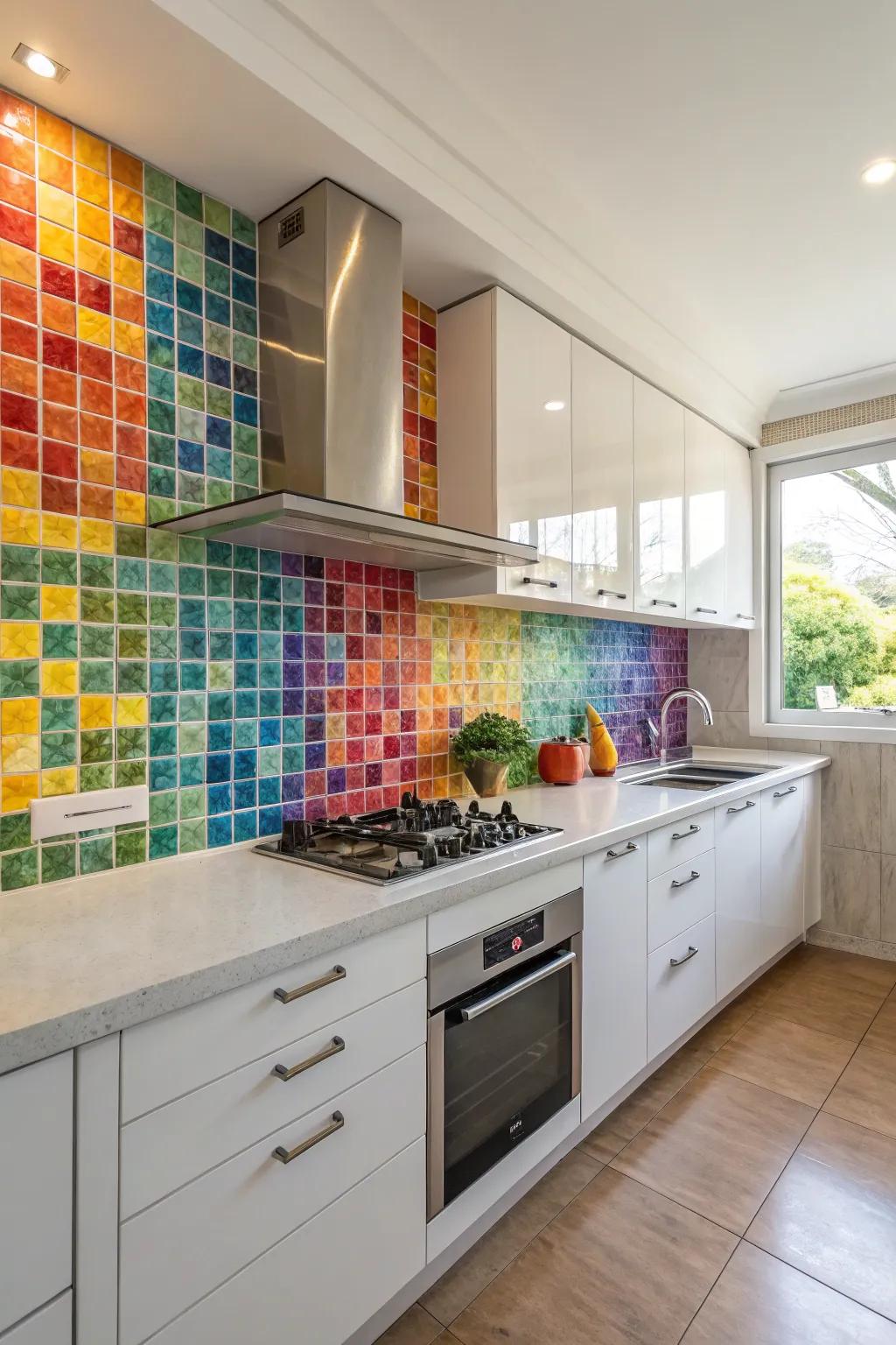 A vibrant backsplash can serve as the defining highlight of your kitchen’s decorative scheme.