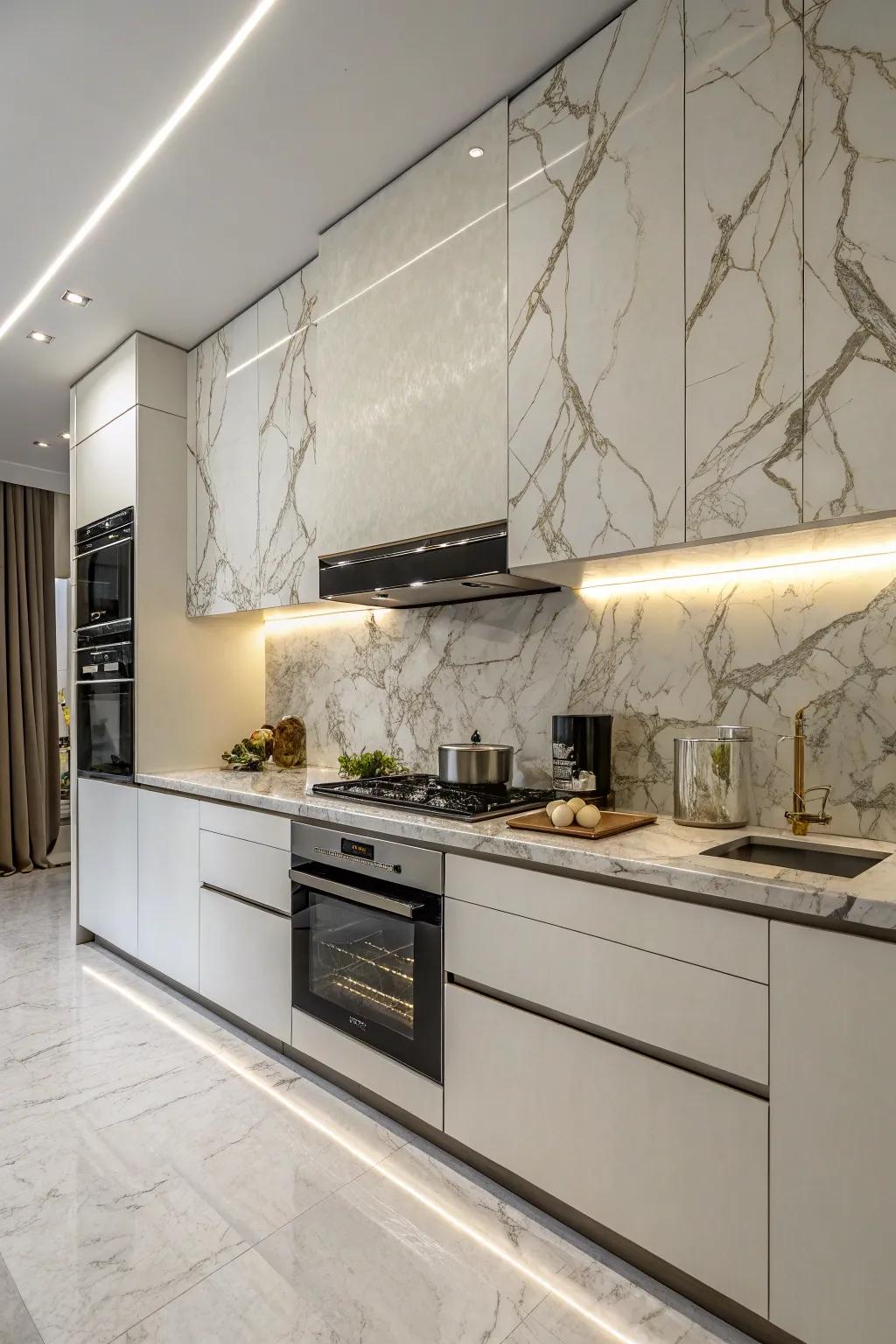 Stone-patterned adhesive film provides a sophisticated look at an affordable price.