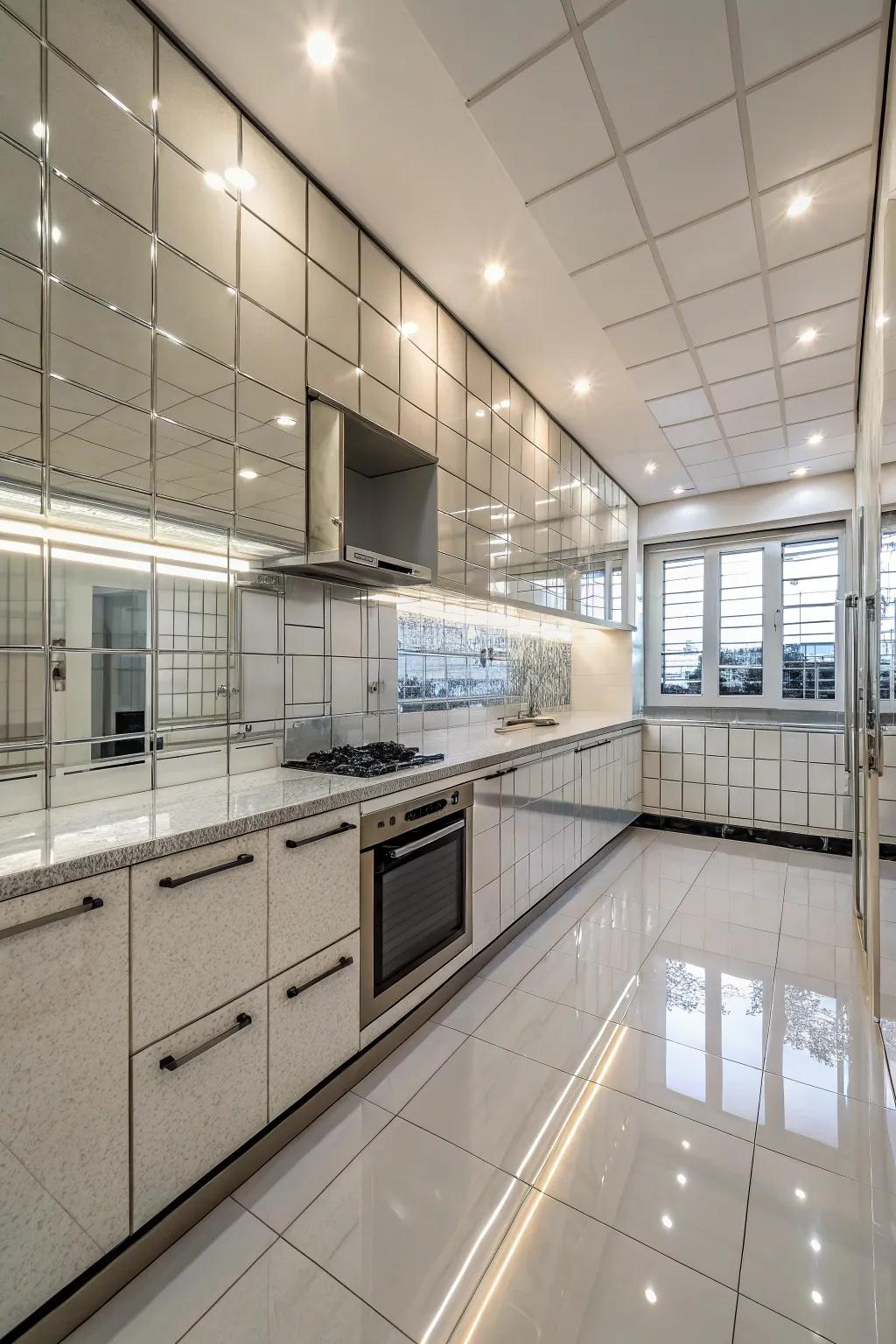 Reflective pieces bounce light around, brightening up this kitchen.