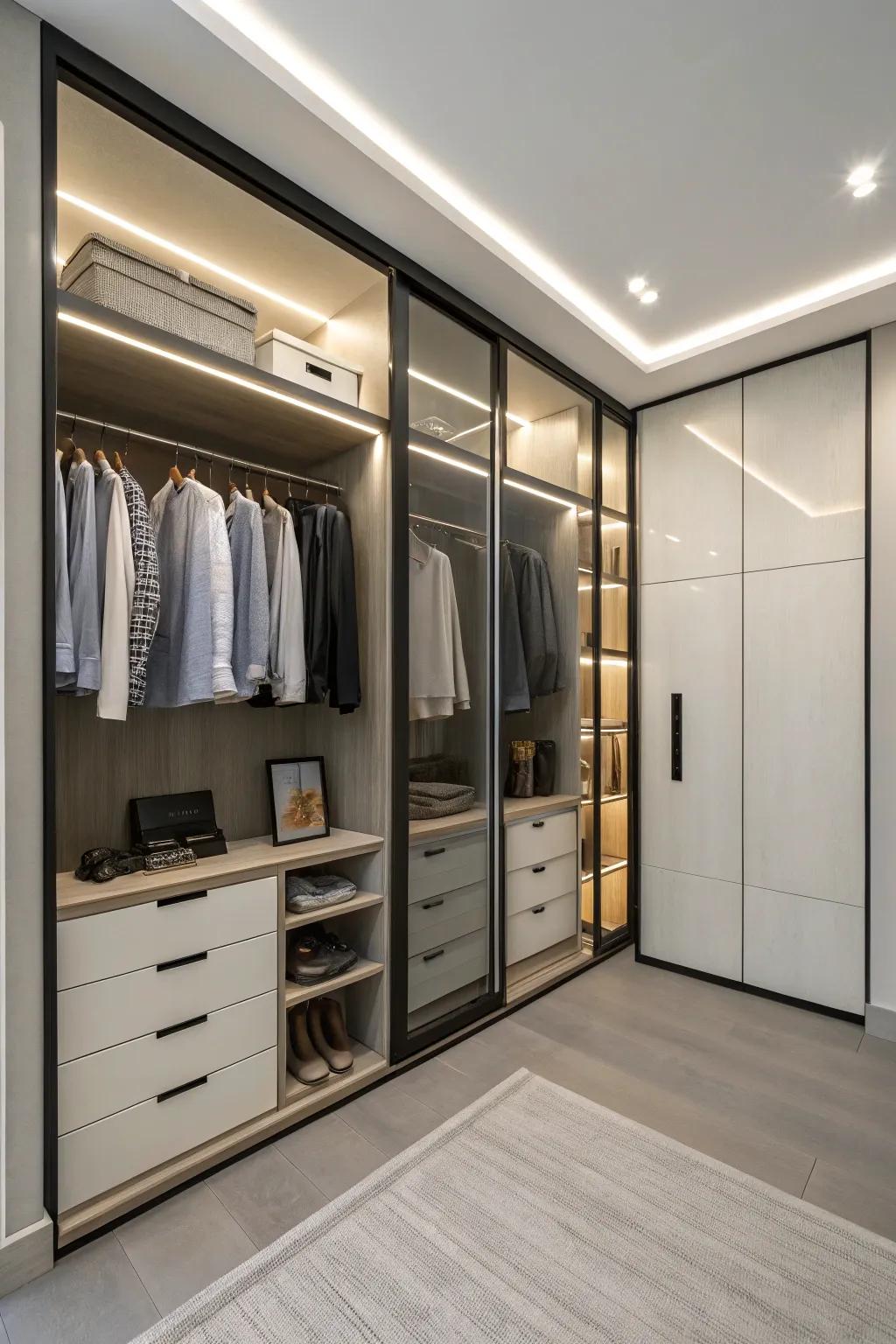 Sliding doors save space in your closet.