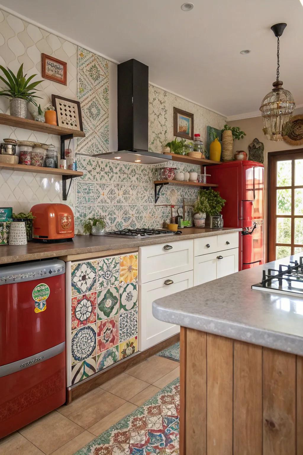 Blending surface designs infuses depth and bespoke flair into cooking spaces.