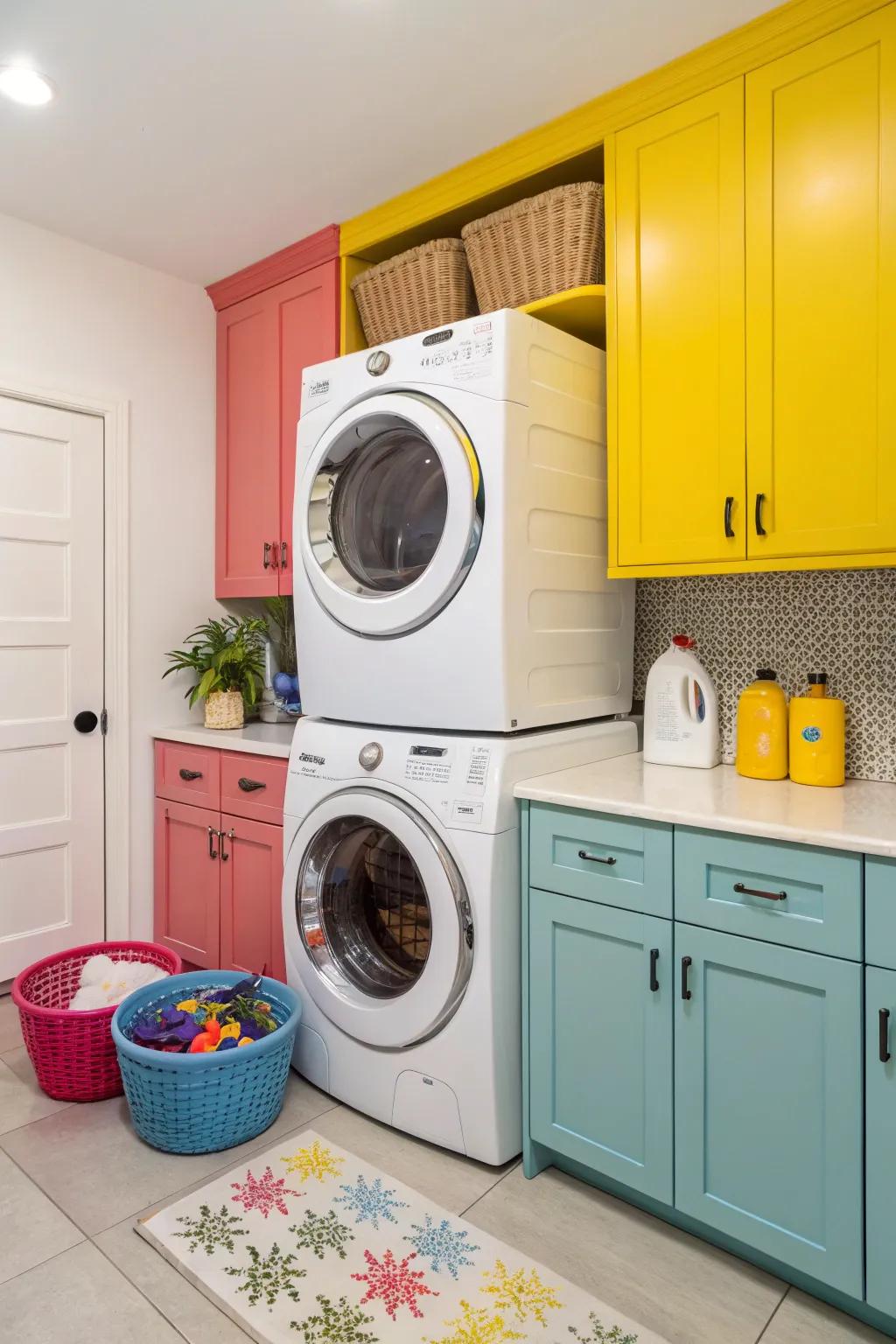 Brighten your space with bright cupboards.