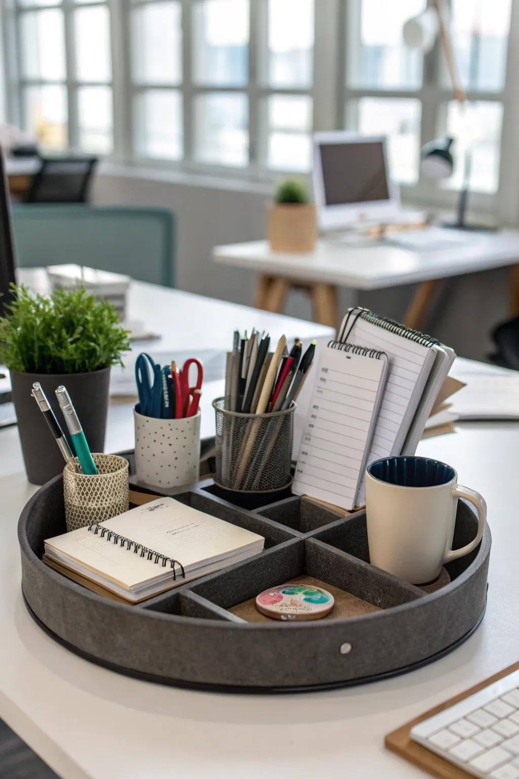 Optimize your office space with a well-organized Lazy Susan.