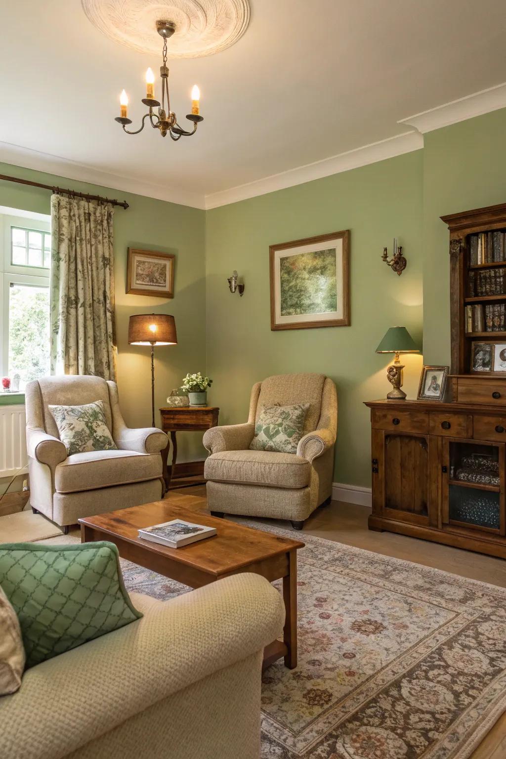 Misty green introduces a retro yet timeless elegance.