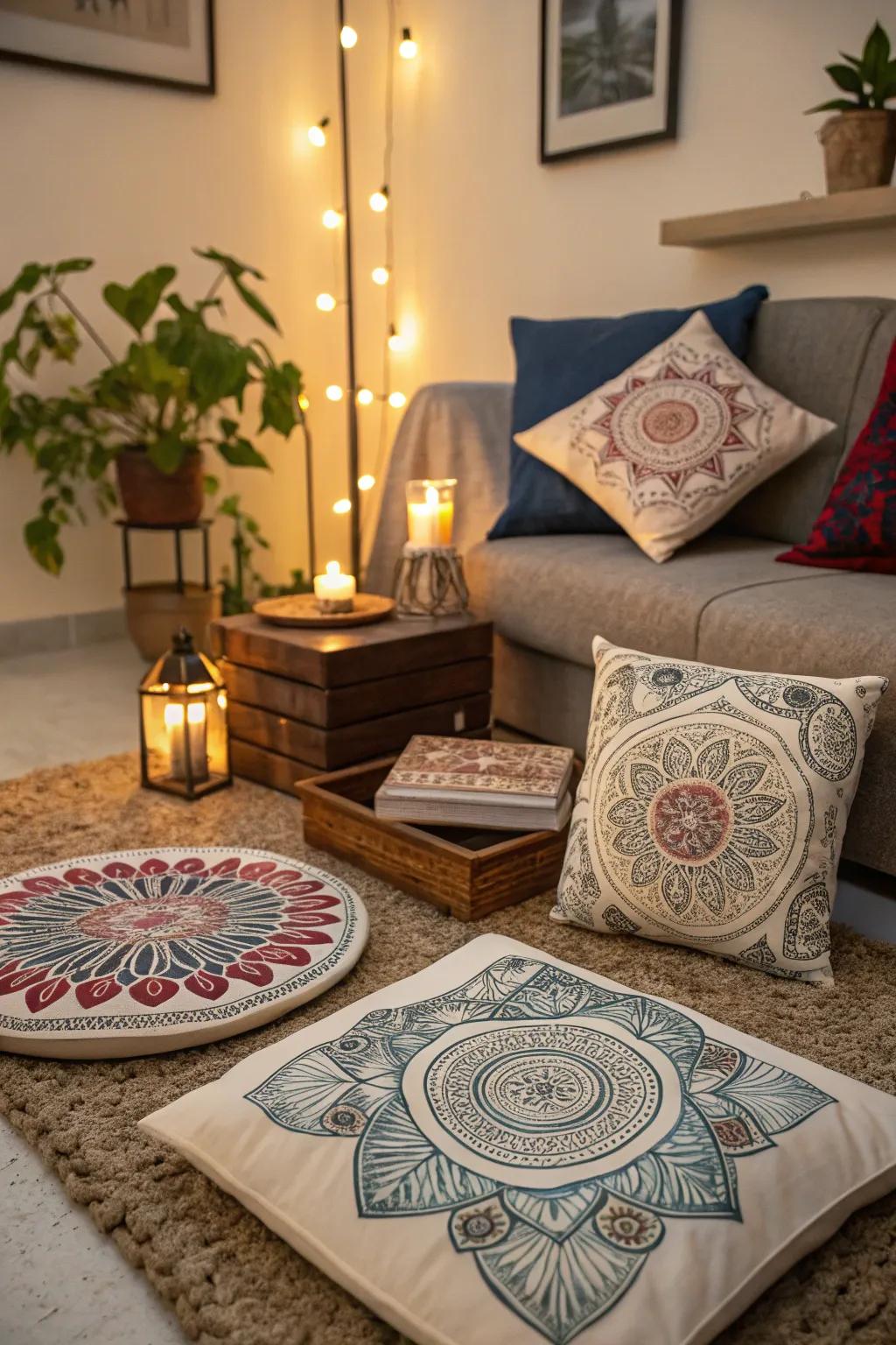 Mini circle motif designs adding charm as accents in a living space.