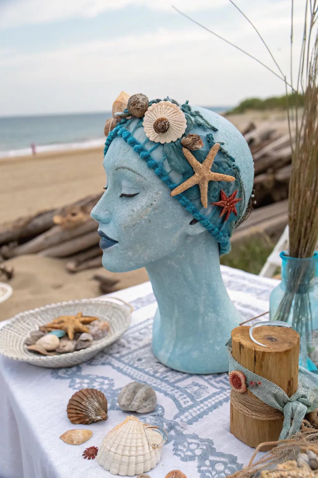 Ocean-inspired decoration creates a tranquil coastal atmosphere.