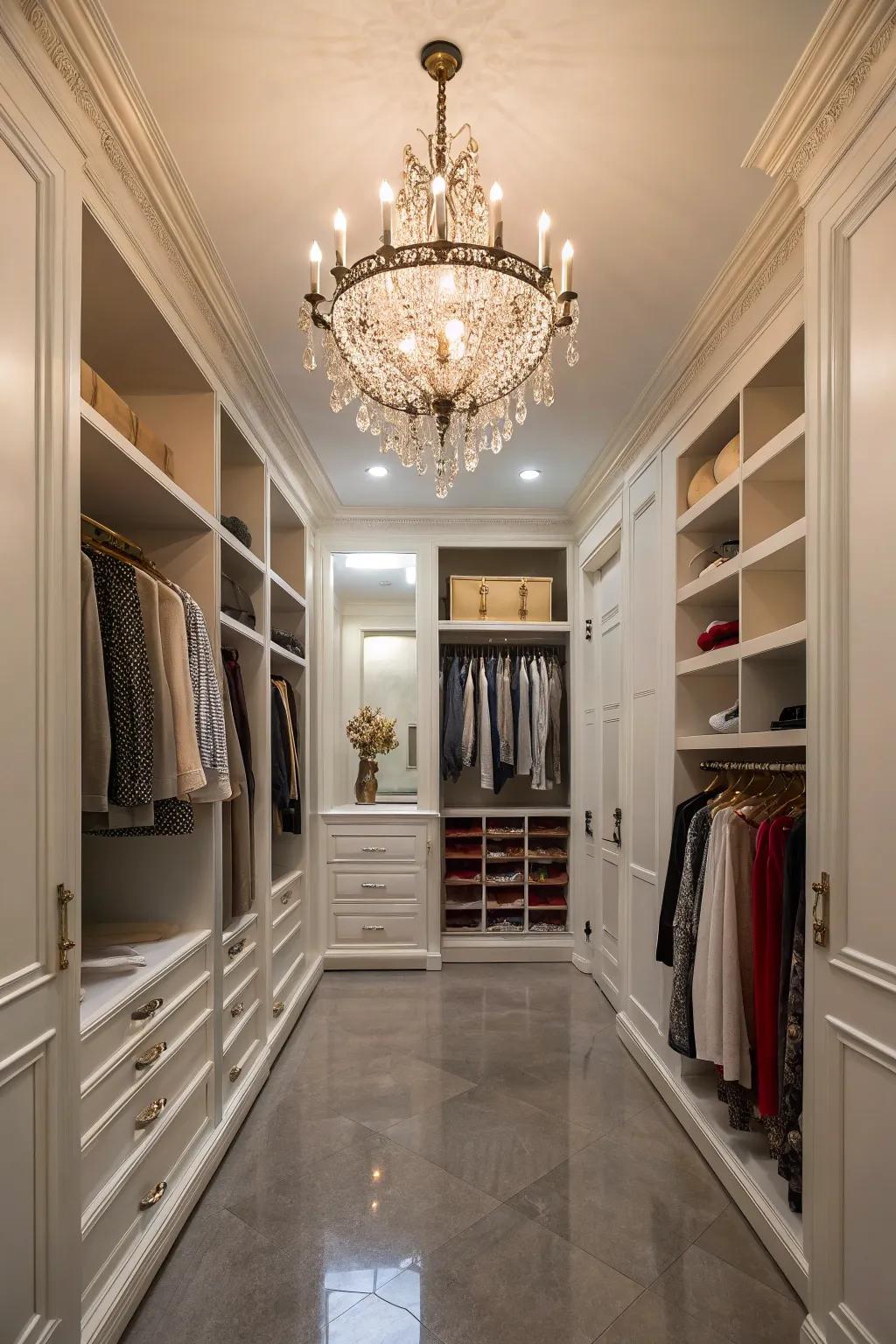 A small chandelier introduces luxury to surprise spaces.