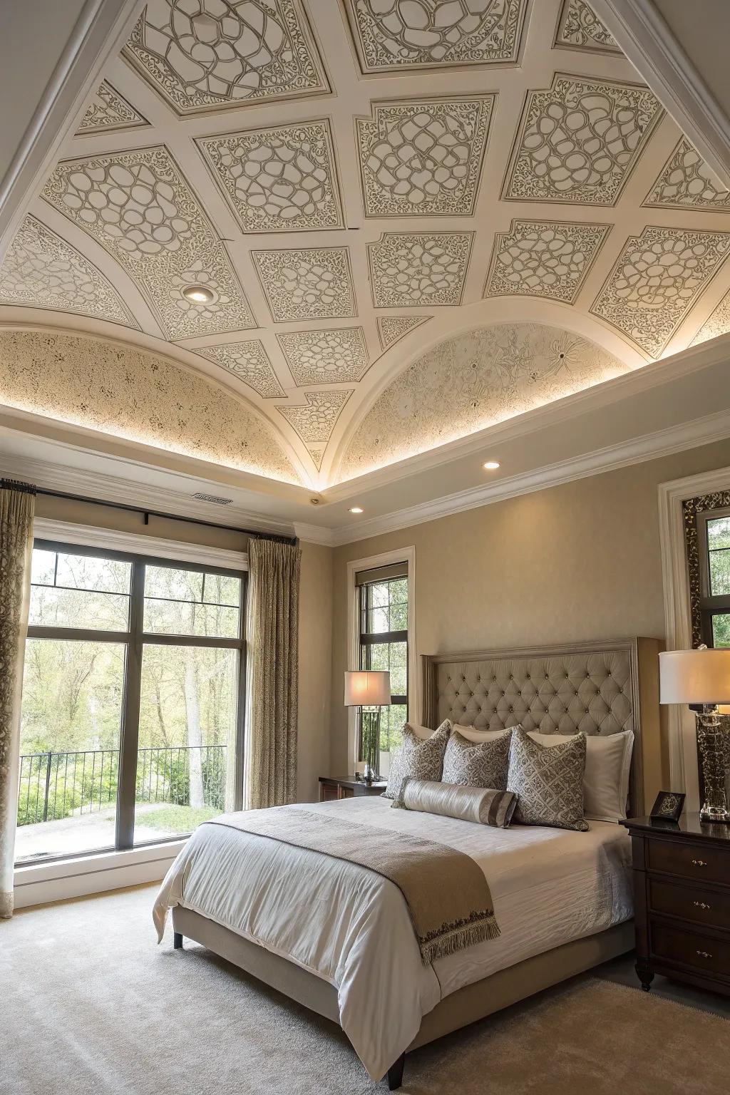 Understated designs can infuse a contemporary touch into your stepped ceiling.