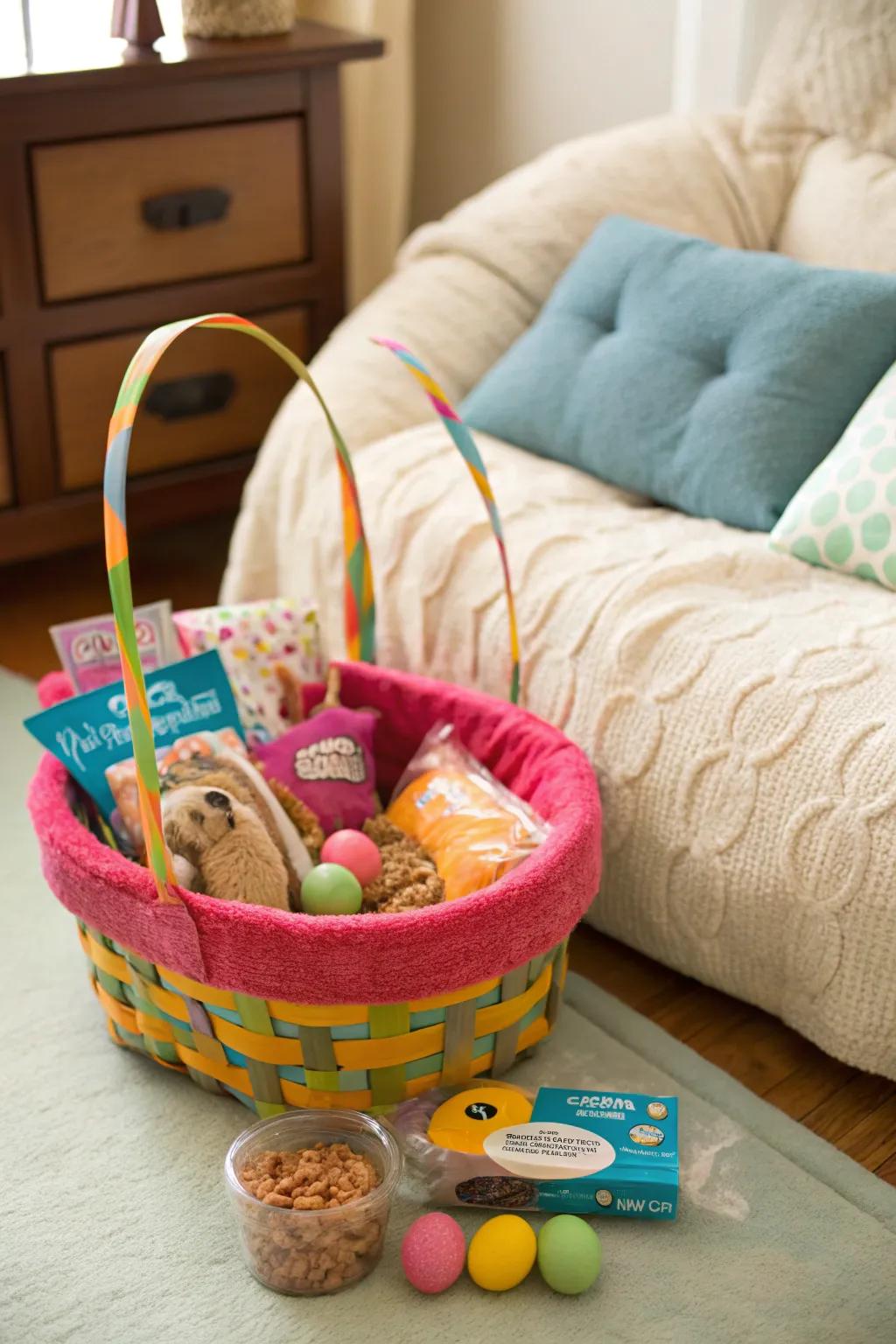 A heartwarming May basket curated for pet lovers and their furry friends.